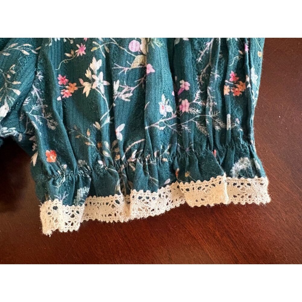 Makena Lane Easter Floral Lace Trim Bloomers in Green Girls Size 7 - Picture 3 of 6
